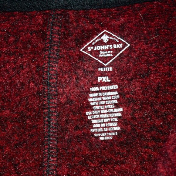 St. John's Bay Women's Red Fleece Full-Zip Vest | XL Petite - Picture 5 of 5
